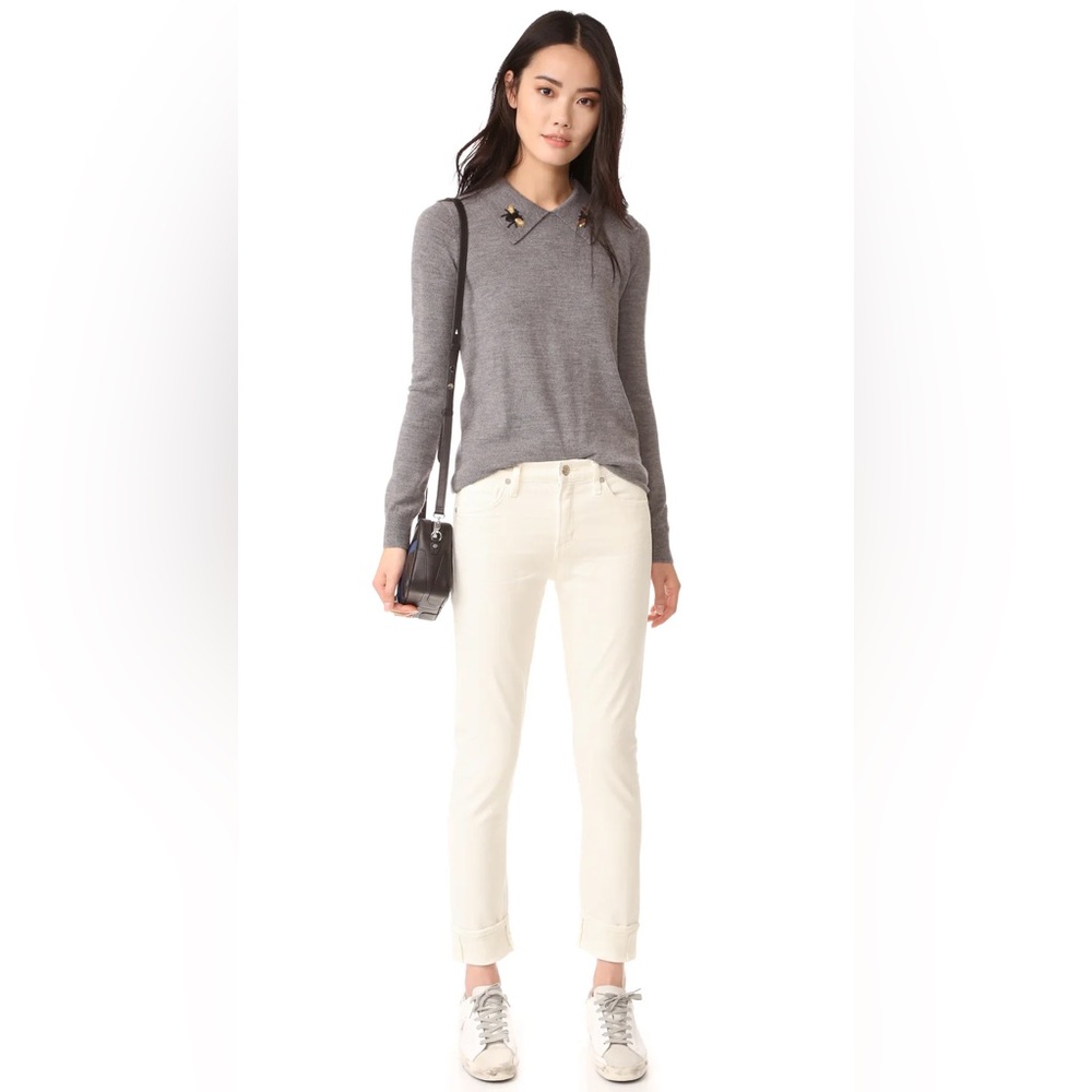 Citizens of Humanity Jazmin Ankle Cuffed Slim Straight White Size 24 Frayed Hem